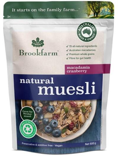 Brookfarm Natural Cranberry & Macadamia Muesli 500g